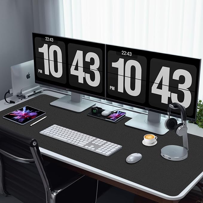 Large Desk Pad, 47.2" x 17" PU Leather Desk Mat for Desktop, Non-Slip Office Desk Mat for Desk, Desk Blotter Pad, Waterproof Computer Pad for Desk, Keyboard Mats for Home & Office (Black)