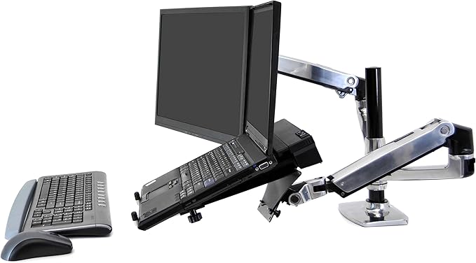 Ergotron – LX Vertical Stacking Dual Monitor Arm, VESA Desk Mount – for 2 Monitors Up to 24 Inches, 7 to 20 lbs Each – Polished Aluminum