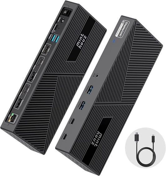 Minthouz DisplayLink Docking Station, 14-in-1 USB C Dock for MacBook M1-M5, MacBook Neo & Windows, Triple 4K@60Hz Monitors, 100W PD Charging, 3HDMI 2DP, Gigabit Ethernet