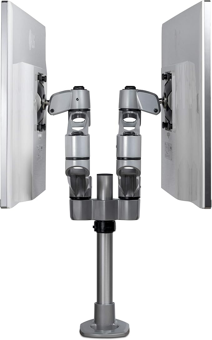 StarTech.com Desk Mount Dual Display Arm, Premium Articulating VESA Mount for Screens up to 27" (17.6lb/8kg), Height Adjustment, Rotate, Tilt, Swivel, Clamp or Grommet Base, TAA
