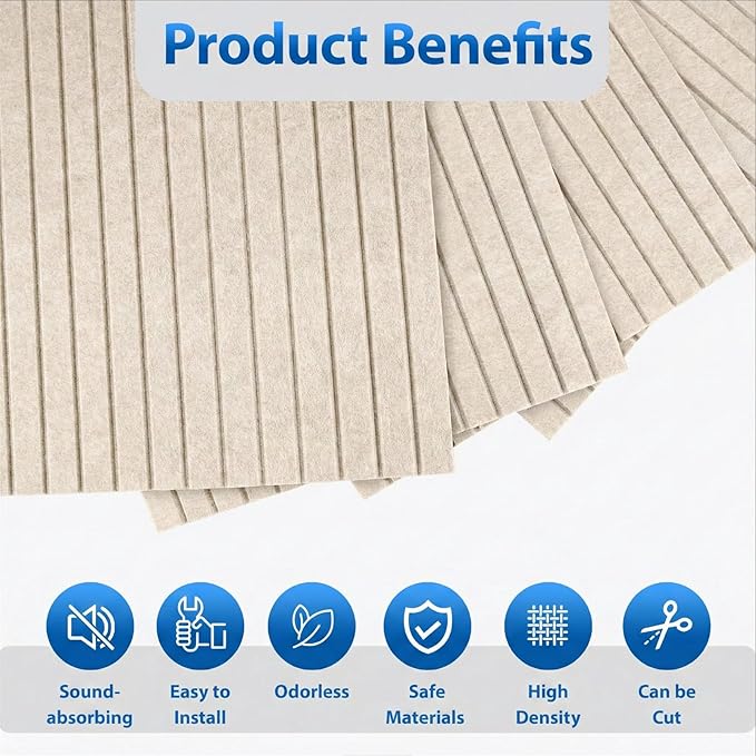 10 Pack Acoustic Panels,48"*24"*0.47"Self-Adhesive Soundproof Wall Panels,High Density Sound Proof panels for Walls, Office, Reccording Studio, Home,Ceiling- Camel