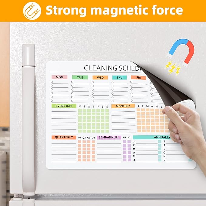 Cleaning Schedules and Checklists Dry Erase Magnetic Cleaning Chores Planner Whiteboard for Refrigerator-Daily Weekly and Monthly Checklist Planner and Household Chore