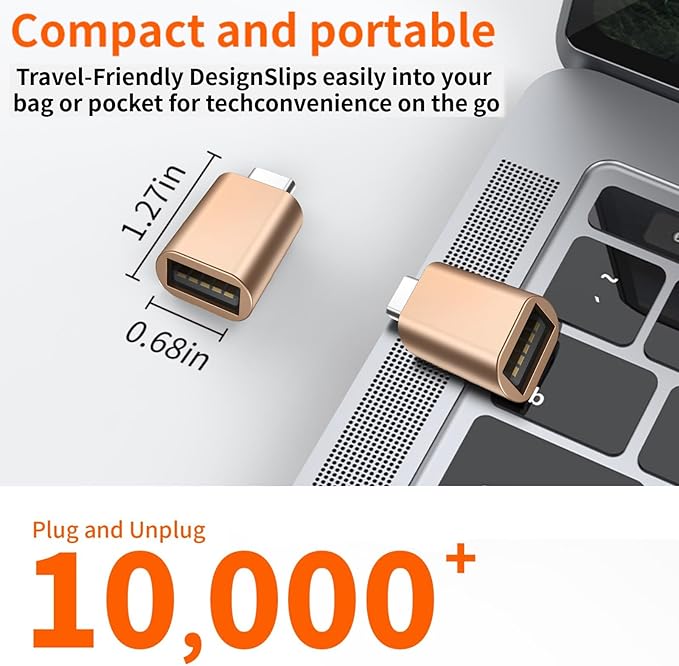 [Apple MFi Certified] USB C to USB Adapter, USB C Male to USB 3.0 Female OTG Cable Converter Compatible with MacBook Pro Air, Tablets, iPhone 17 Pro Max/17 Plus/16/15 Series (Gold-2Pack)