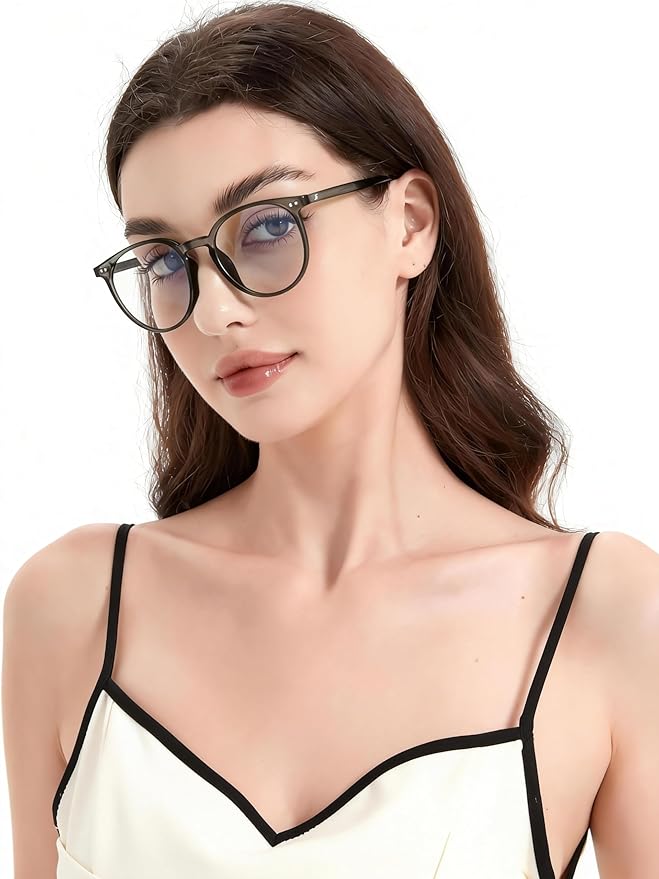 Blue Light Blocking Glasses for Women and Men, Round Frame Computer Gaming Anti Eyestrain & UV Glare RF6213 (Smoke Grey)