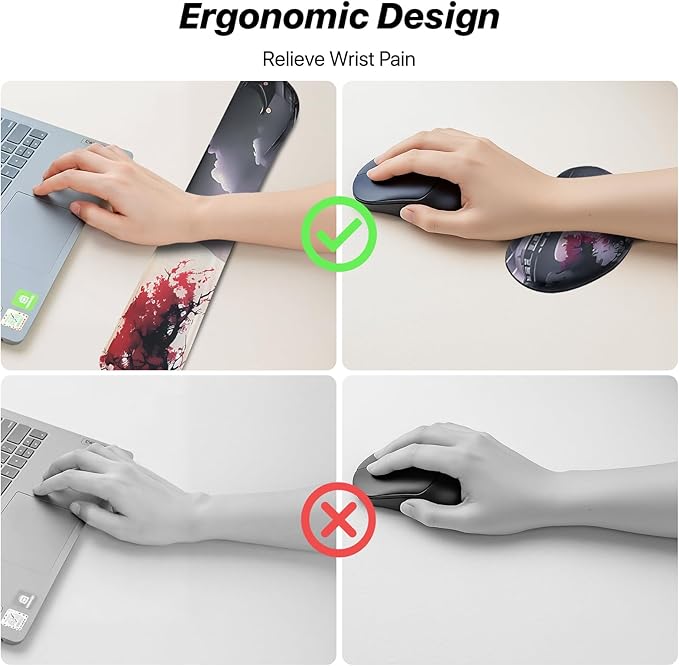 3-in-1 Large Gaming Mouse Pad Set, Anime Mouse Pad with Wrist Rest, Large Mousepads for Keyboard and Mouse with Non-Slip Rubber Base,Suitable for Office,Home,31.5 x 11.8 Inch