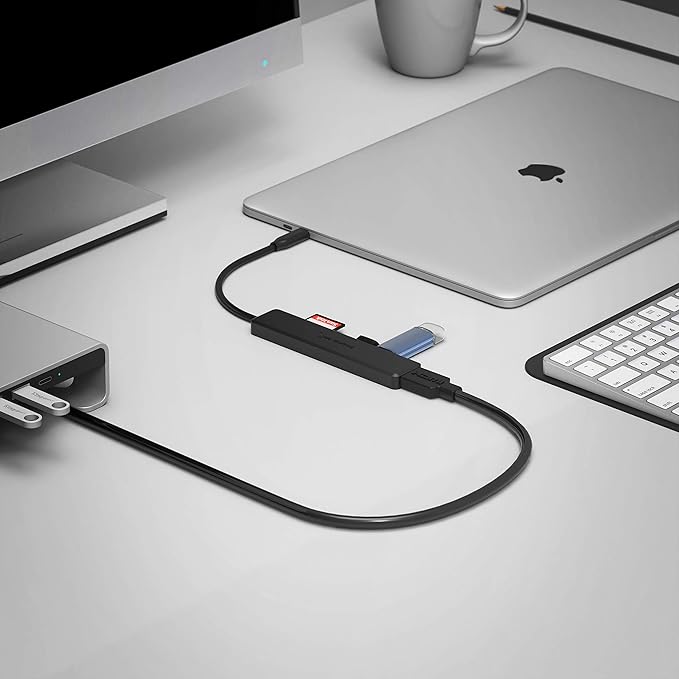 SABRENT Multi-Port USB Type-C Hub with 4K HDMI | Power Delivery (60 Watts) | 1 USB 3.0 Port | 1 USB 2.0 Port | SD/microSD Card Reader (HB-TC6C)