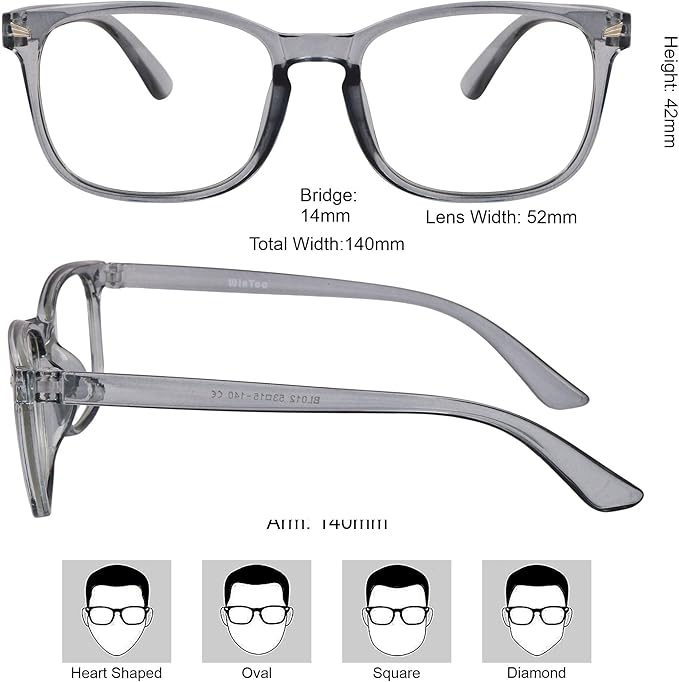 Blue Light Glasses for Woman Men | 99% Blue Light Blocking Glasses | Computer Glassess | Gaming | TV Phone Screen Reader Square Frame | Anti Eyestrain & UV Glare,1 Pack