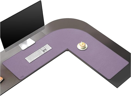 Vyaaa L Shaped Desk Mat, (39.4"+ 39.4") x 13" PU Leather Corner Desk Mat, Reversible L-Shape Desk mat, XL Gaming Mouse Pad for Computer, Gaming, Writing, Home and Office (Light Purple)