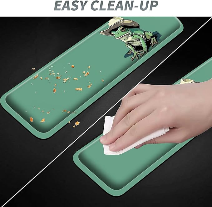 3Pcs Mouse Pad Set, Green Frog Large Gaming Mouse Pad with Stitched Edge, Ergonomic Memory Foam Keyboard Wrist Support and Mouse Wrist Rest Cushion, Pain Relief Non-Slip Desk Pad Combo