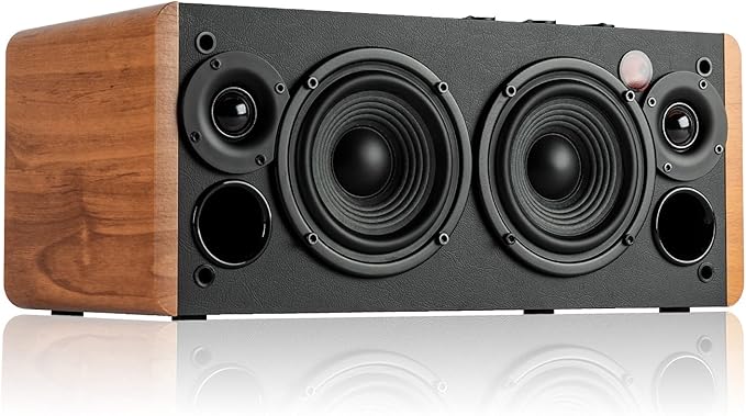 Edifier D12 Integrated Desktop Computer Speakers with Bluetooth 5.0, Wireless Stereo Tabletop Speaker 70 Watts RMS with Subwoofer Line Out, RCA, Aux Input for PC Monitor Laptop - Wooden Enclosure