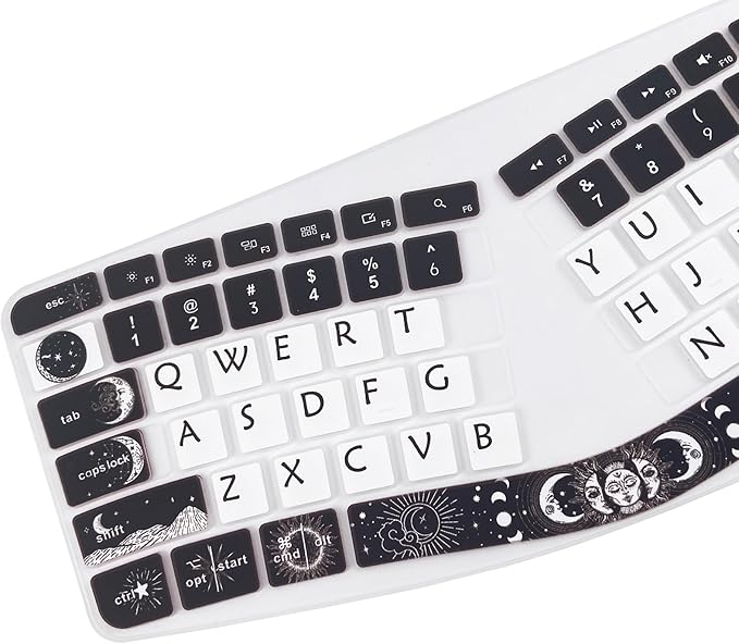 Cute Silicone Keyboard Cover for Logitech Ergo K860 Ergonomic Keyboard, US Layou, Sun and Moon
