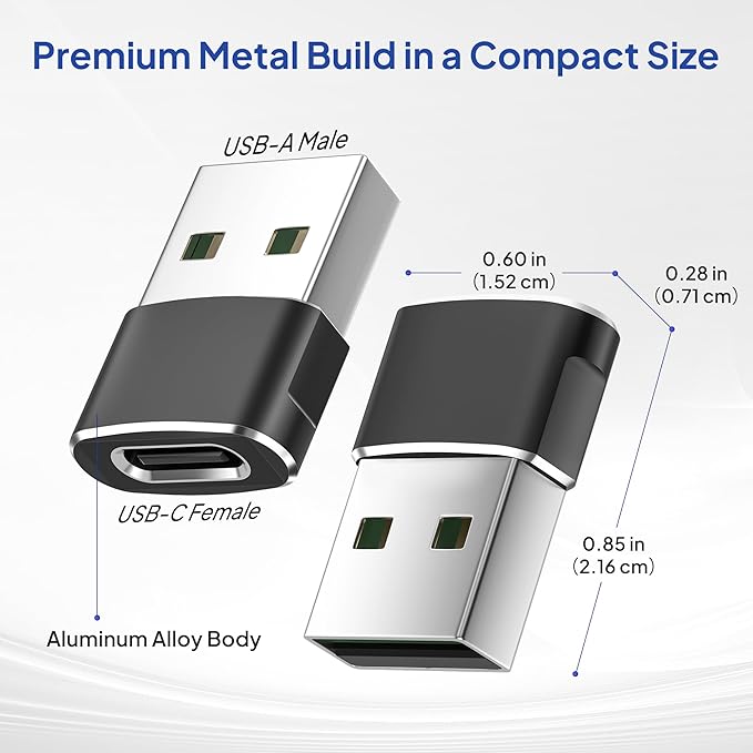 Elebase USB to USB C Adapter for iPhone 17 4Pack,USBC Female to A Male Car Charger Adapter,Type C Converter Apple 17e 16 Pro Max 15 14 Plus,iWatch Watch 11 10 Ultra 3,iPad Air,Samsung Galaxy S26,Black