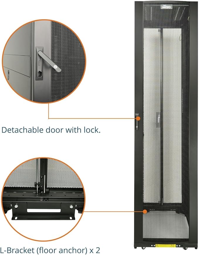 Tecmojo 52U Server Rack Cabinet - PRE-Assembled 24inch Width 43inch Depth IT Network Equipment Cabinet Rack Enclosure with Casters - 3000lbs Weight Capacity(06Black)