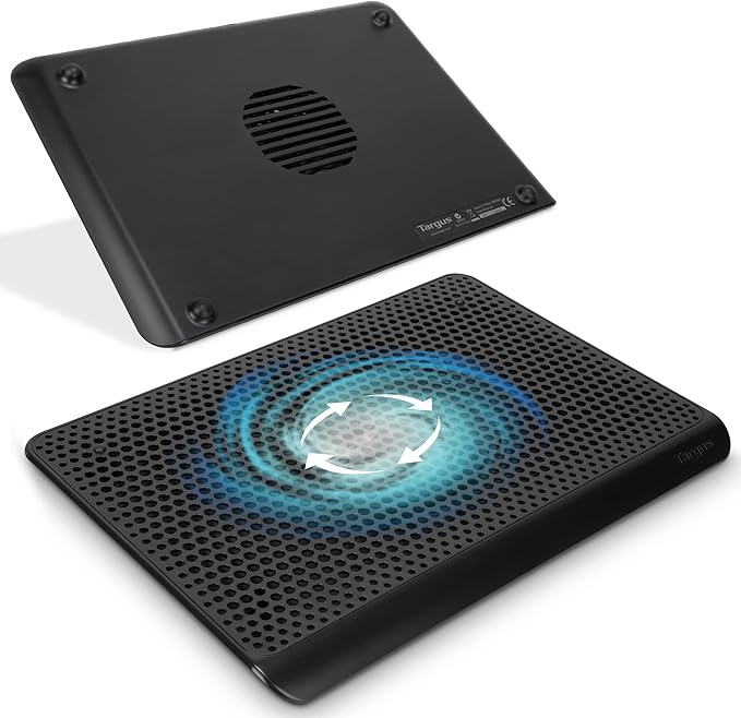 Targus Laptop Cooling Pad, Single Fan, Up to 16 Inch, for Macbook/PC, Black (AWE69US)