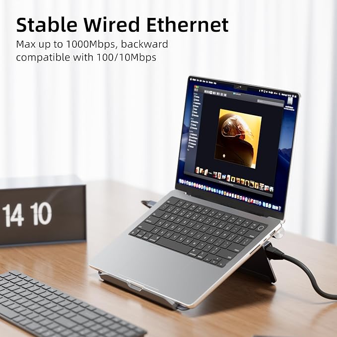 Laptop Docking Station Stand for Desk, 1.5ft 6 in 1 USB C Hub,4K60Hz HDMI, PD 100W, 3×USB 3.0 Hub, Gigabit Ethernet,Aluminum Adjustable Docking Stand for MacBook Air/Pro/Surface/Lenovo…
