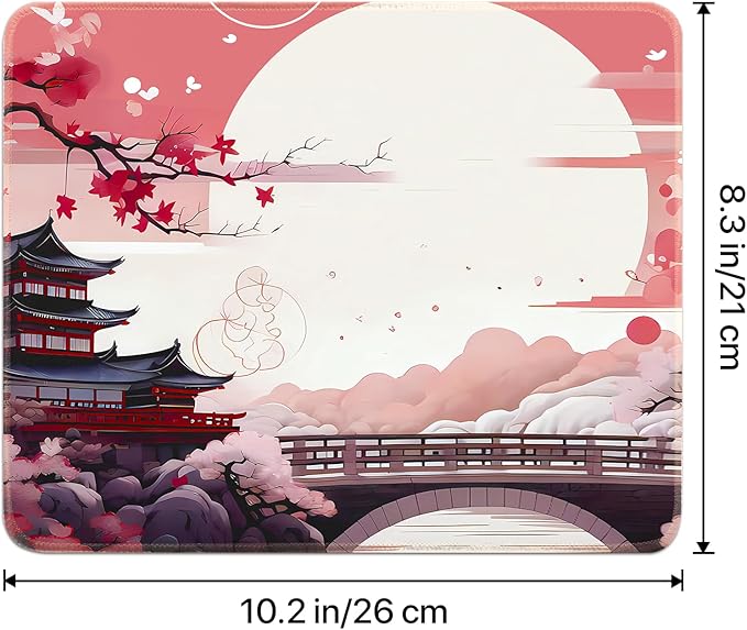 Japanese Small Gaming Mouse Pad 10.2 x 8.3 in Computer Mouse Pad Anime Gaming Mousepad, Expanded Architecture Cute Desk Pad with Nop-Slip Suitable for Home Office