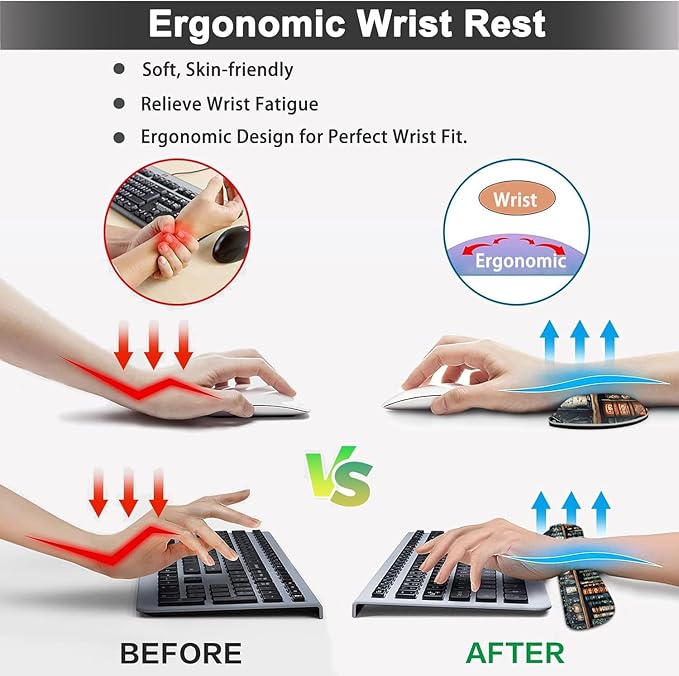 Large Mouse pad and Keyboard Support Set, Ergonomic Memory Foam Keyboard Wrist Rest, Extended Gaming Mouse Pad with Stitched Edges, Old Witchs Library XXL Desk Mat (31.5 X 11.8 in)