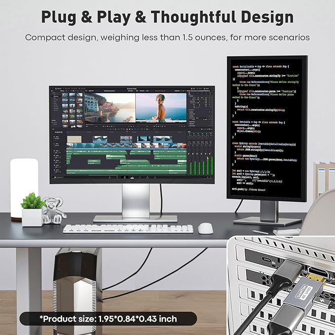 HDMI to DisplayPort Adapter (4K 60Hz,1080p 120Hz) Uni-Directional Only, HDMI (Source) to DP (Display) Converter Male to Female for Laptop,AMD,NVIDIA,PS5,Xbox and More - 1 Pack