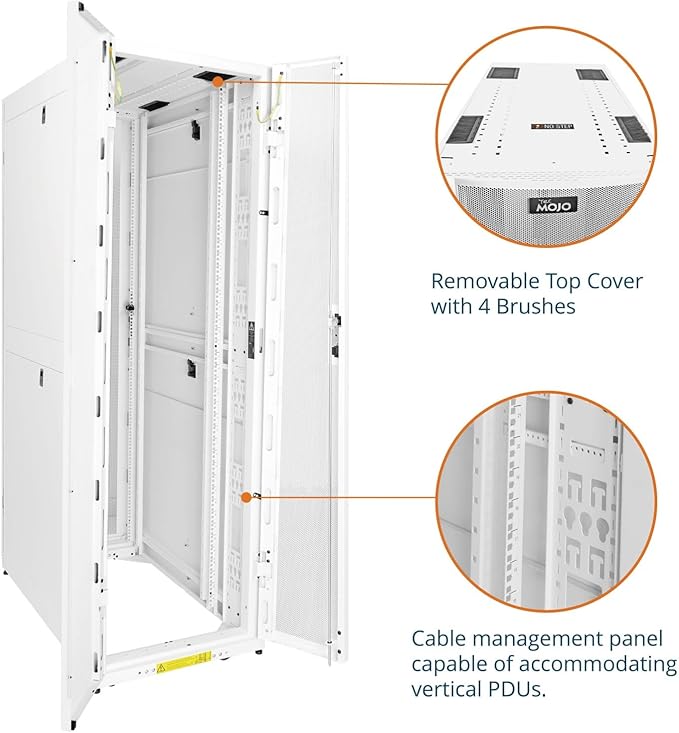 Tecmojo 42U Server Rack Cabinet - Fully Assembled 24inch Width 48inch Depth IT Network Equipment Cabinet Rack Enclosure with Casters - 3000lbs Weight Capacity(06White)
