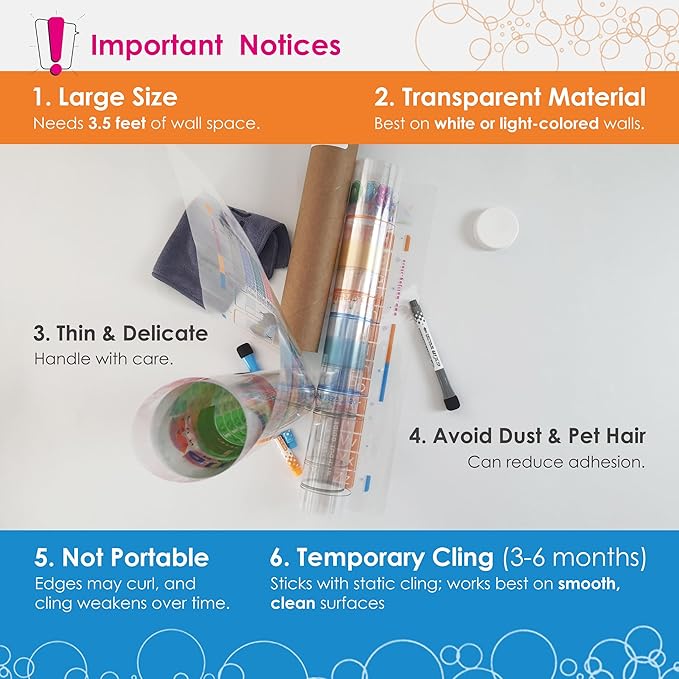Dry Erase Calendar – 39.4x16” Weekly Dry Erase Board for Wall, Clear Weekly Planner Whiteboard, Adhesive-Free Calendar Whiteboard Sticks to Any Smooth Surface, Weekly Schedule Whiteboard