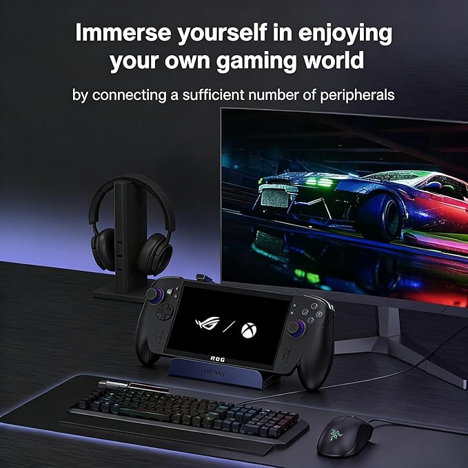 iVANKY ROG Xbox Ally X (2025)/ROG Ally Dock, 8-in-1 Docking Station 4K@144Hz for ASUS ROG Ally X/Valve Steam Deck OLED/Legion Go 2/S, HDMI 2.1, 1Gbps Ethernet, 3*USB-A 3.0, 100W Charge
