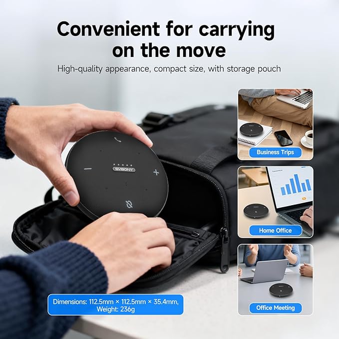 SVBONY Omni2 Conference Speaker and Microphone with 3A+AI Noise Reduction,4 Voice Enhancement Microphones for Clear Audio Output and Input, Portable Speakerphone, 8 Hours Battery Life for Home Office