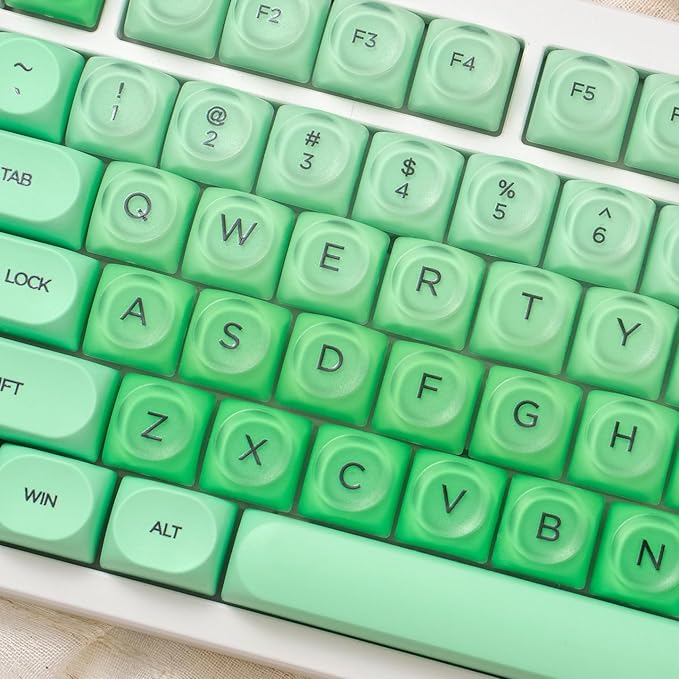 Sumgsn 132 Keys PBTJelly Keycaps MOA Profile Green Keycaps Comaptible with Wooting Keyboard 61/64/87/104/108 Cherry Mx Switches Mechanical Keyboards