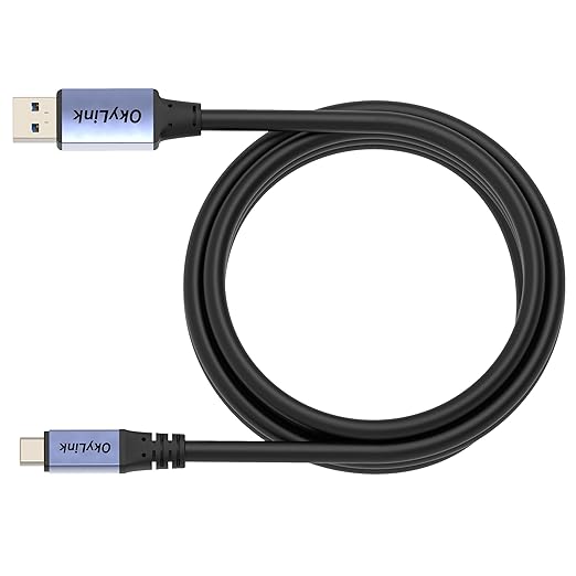 OkyLink USB 3.0/3.2 Gen1 A to C Cable 10ft/3M, High-Speed 5Gbps Data Transfer, 60W Fast Charging, USB Type A to USB Type C, Black Cable, for PC, Laptops, Phones, Portable Hard Drive, Hubs