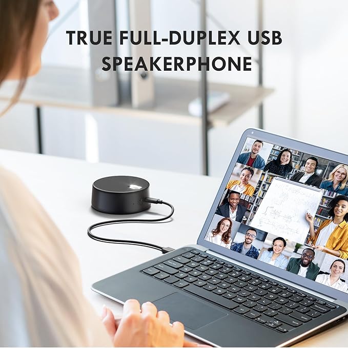 USB Computer Speakers with Microphone, PC Laptop Speaker with Mic, 2 Sound Modes, Hand Free Enhanced Voice Pick up, Compatible with Zoom for Personal Call and Home Office Meeting