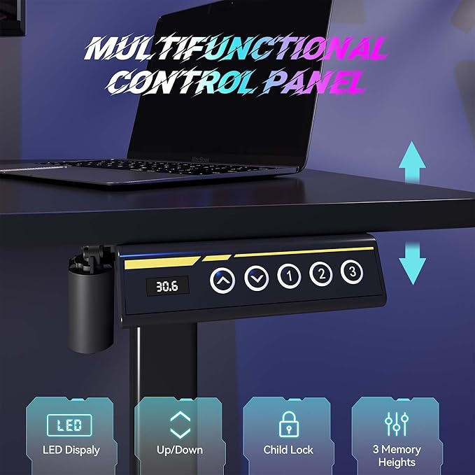 Electric Standing Desk,40x24 Inches Adjustable Height Stand up Desk, Sit Stand Home Office Desk with Splice Board, 3 Preset Heights,Equipped with Hooks,Ergonomic Computer Desk Workstation，Black