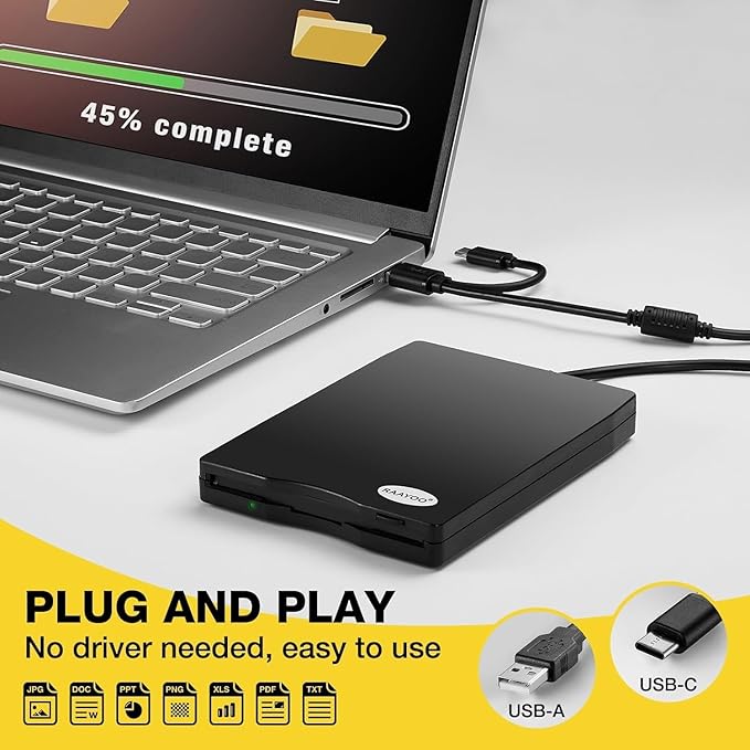 Floppy Disk Reader 3.5 inch USB Floppy Disk Drive External 3 1/2 Floppy disc Reader Portable Floppy Diskette Drive USB C for PC Laptop Notebook Computer with Windows 11/10 (Frosted Texture, 3.5 inch)