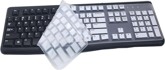 Silicone Keyboard Skin Cover Protector Compatible with Logitech K120 & MK120 Full-Size Wired Keyboard, MK120 & K120 Keyboard Protective Accessories (White)