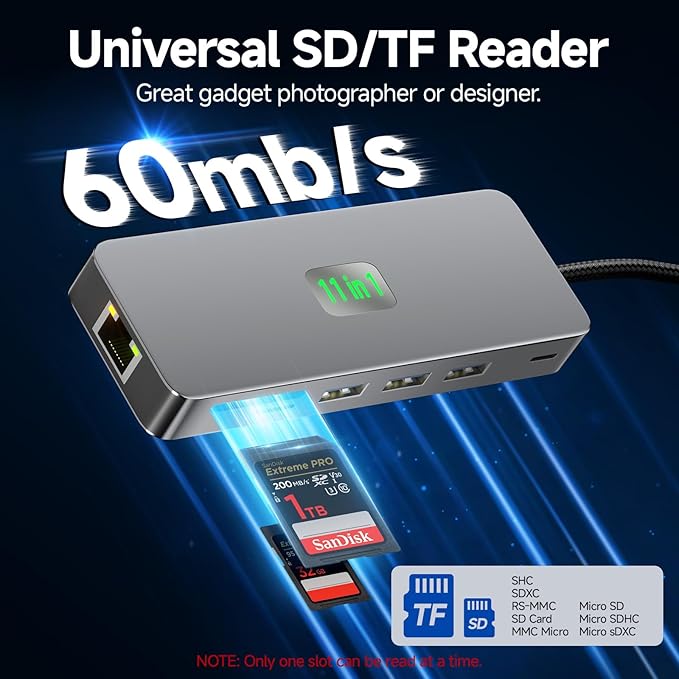 USB C Docking Station Dual Monitor 11 in 1, 4K@60Hz HDMI & DisplayPort Hub with Gigabit Ethernet, 100W PD, USB 3.0, USB C, SD/TF Card Reader, Compatible with MacBook, Dell, HP, Lenovo, Surface