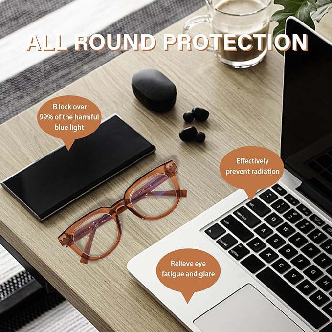 OPTOFENDY Oversized Blue Light Blocking Glasses for Women, Fashion Square Computer Eyeglasses