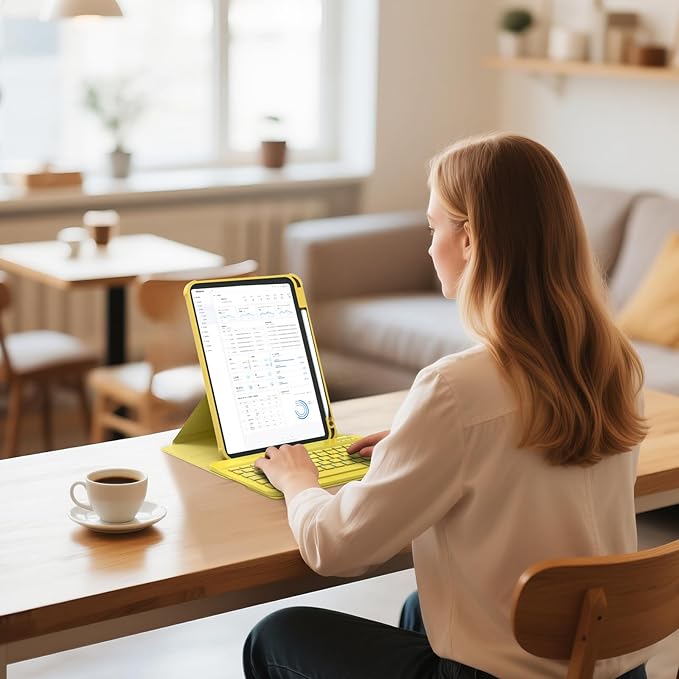 for iPad 11th(A16, 2025)/10th Generation Case with Keyboard, 360° Rotatable Case & Detachable Backlit Keyboard, Precision Cutouts and Pen Holder for iPad A16 11''/10th 10.9'', Yellow