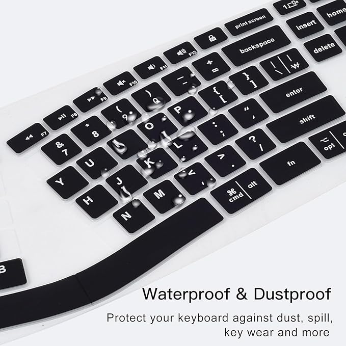 Keyboard Cover for Logitech Ergo K860 Wireless Ergonomic Keyboard, Black