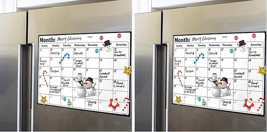Volcanics Fridge Calendar Magnetic Dry Erase Whiteboard for Refrigerator Planners 11.5 Inches X 14.7 Inches (Pack of 2)