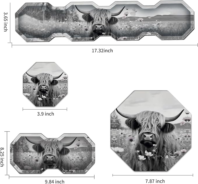 Ergonomic Mouse Pad with Wrist Support Gel and Keyboard Wrist Rest Set + Coaster, Cute Mouse Pads Non Slip Rubber Base Mousepad for Computer Laptop Home Office Working Gaming,Highland Cow Ox Cattle