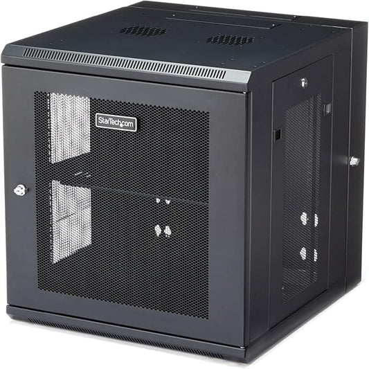 StarTech 4-Post 12U Wall Mount Network Cabinet with 1U Shelf, 19in Wall-Mounted Server Rack Kit, Up to 20in Mounting Depth, Ships Fully Assembled