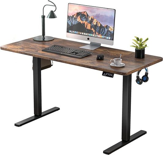 ERGOMAKER 43" Electric Standing Desk, Adjustable Height, Sit Stand Up Desk for Home Office & Computer Workstations, Memory Controller, Rustic Brown
