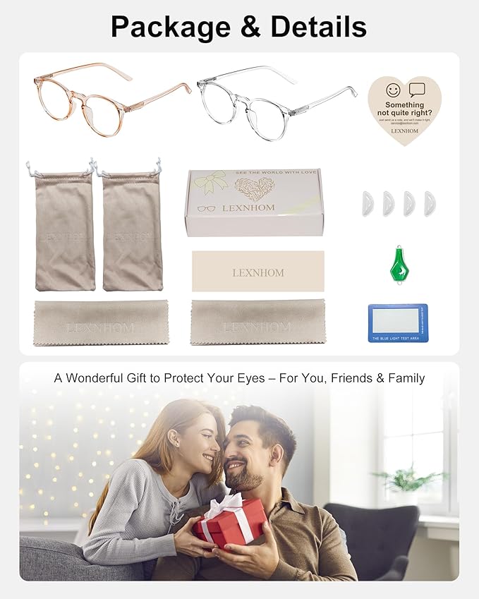 Blue Light Glasses for Woman, Blue Light Blocking Lightweight Round Eyeglasses for Computer TV Gaming Phone Screen,Eye Strain