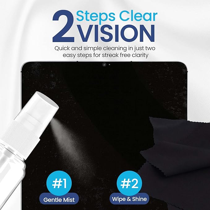 Purity Eyeglass Cleaner Family Pack - Multi-Size Lens Cleaner Kit - 1x1oz, 1x2oz, 1x4oz, 1x8oz Bottles + 4 Premium Microfiber Cloths - Safe for All Lenses, Eyeglasses, & Screens - Streak-Free Formula