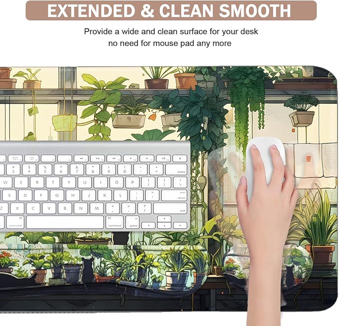 Kawaii Large Mouse Pad, Kawaii Extended Mouse Pad Set Desk Pad Easy Typing for Typing Office Game 31.5 x11.8 in - Cute Cat