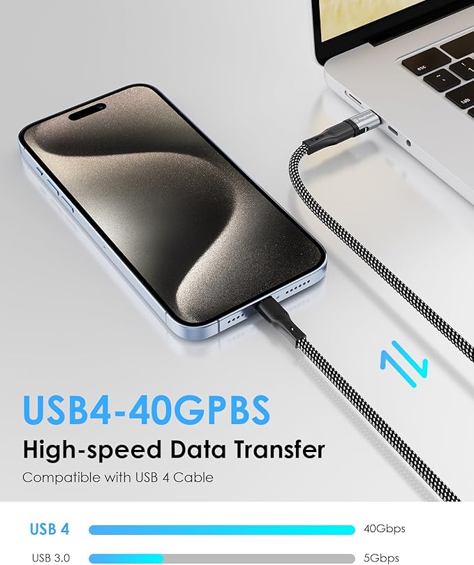 Magtame 240W Magnetic USB C Adapter 40Gbps, 1Pack Straight Type C Adapters with 2 Tips, 24Pin Fast Charge Data Transfer 4K 60Hz for USB 3/4 MacOS Pro/Air Laptop Tablet and Type C Devices