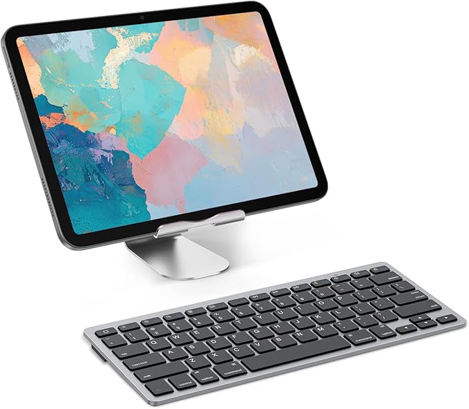 OMOTON Bluetooth Keyboard Compatible with iPad A16 11th 10th Generation, iPad 10.2 (9th/8th/7th), iPad Pro 13/12.9/11 inch, iPad Air/Mini and More iOS Devices, Black Grey