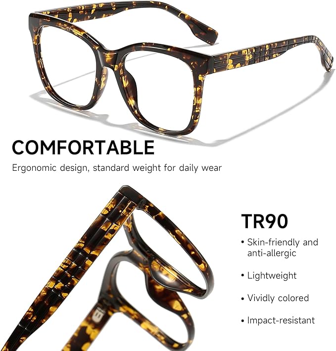 Oversized Square Blue Light Blocking Glasses for Women and Men - Gaming & Computer Anti-Fatigue