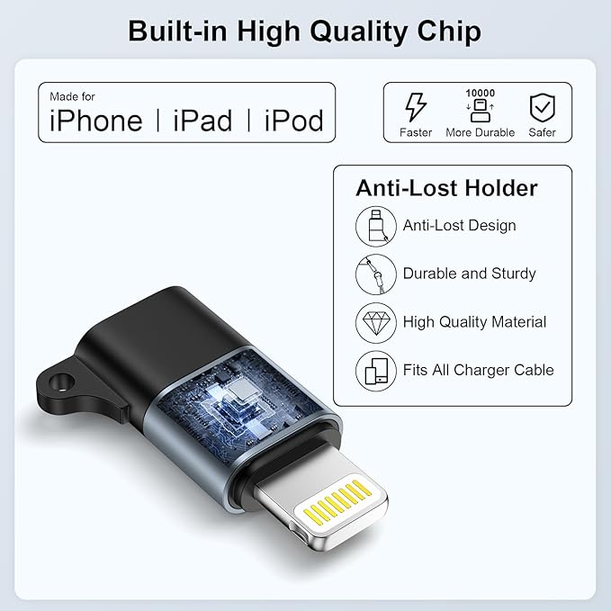 2 Pack [Apple MFi Certified] USB C to Lightning Adapter for iPhone 14/13/12/11/X/XR/XS/SE/8/7/6/5,AirPods, Lightning to USB Type C Adapter Cable Adaptor PD Fast Charging & Data Sync, NOT for Audio/OTG