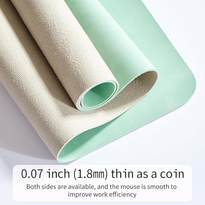 Desk Pad Soft PU Leather Large Mouse Pad Laptop Computer Desk Mat Table Blotter Flat Smooth Waterproof Non-Slip Desktop Protector Writing Pad for Office and Home (Light Green, 80x40cm)