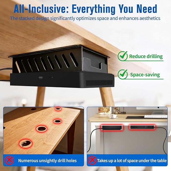Under Desk and Wall Mount for Dell Docking Station,Metal Mount for WD19 WD19S WD19TBS WD22TB4 UD22 WD25 SD25 Series Dock & Power Adapter Mounting Bracket,Docking Station and Power Bricks Holder Kit