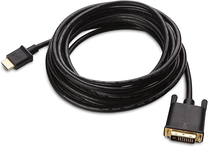 Cable Matters CL3 in-Wall Rated Bi-Directional HDMI to DVI Cable - 15ft, DVI to HDMI Cable, HDMI1.4 to DVID Dual Link Cord Black